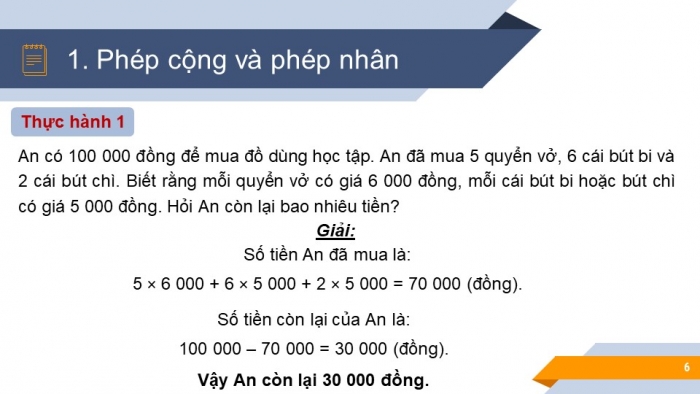 Giáo án PPT Toán 6 chân trời Bài 3: Các phép tính trong tập hợp số tự nhiên