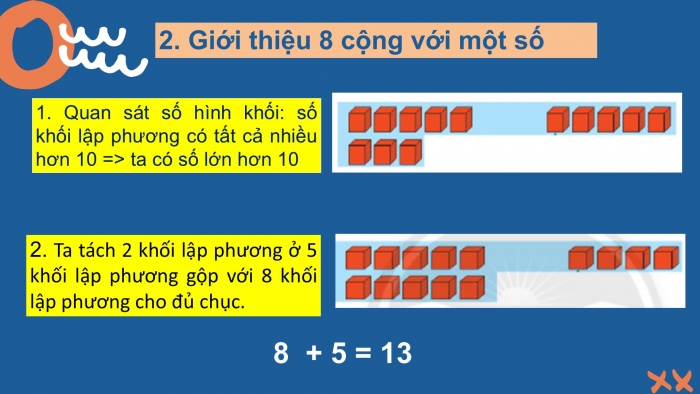 Giáo án PPT Toán 2 chân trời bài: 8 cộng với một số