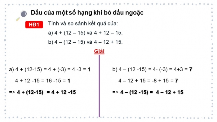 Giáo án PPT Toán 6 kết nối Bài 15: Quy tắc dấu ngoặc