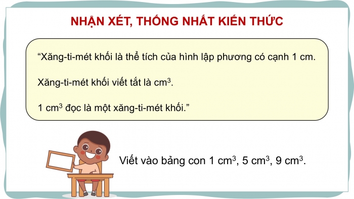 Giáo án điện tử Toán 5 cánh diều Bài 63: Xăng-ti-mét khối. Đề-xi-mét khối