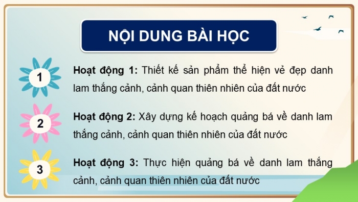 Giáo án điện tử Hoạt động trải nghiệm 9 cánh diều Chủ đề 7 - Hoạt động giáo dục 1: Quảng bá vẻ đẹp đất nước