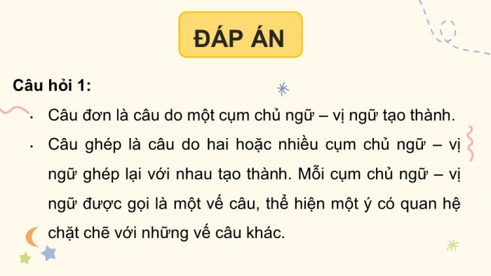 Giáo án điện tử Tiếng Việt 5 cánh diều Bài 11: Luyện tập về câu đơn và câu ghép