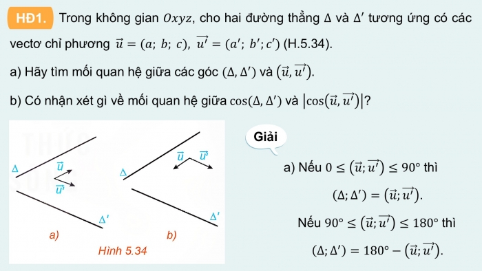 Giáo án điện tử Toán 12 kết nối Bài 16: Công thức tính góc trong không gian