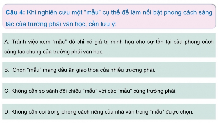 Giáo án điện tử chuyên đề Ngữ văn 12 kết nối CĐ 3 Phần 2: Viết bài giới thiệu về phong cách sáng tác của một trường phái văn học được thể hiện qua những tác phẩm cụ thể