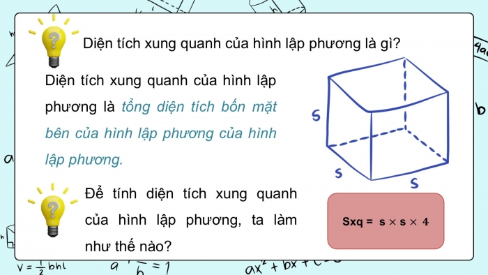 Giáo án PPT dạy thêm Toán 5 Kết nối bài 51: Diện tích xung quanh và diện tích toàn phần của hình lập phương