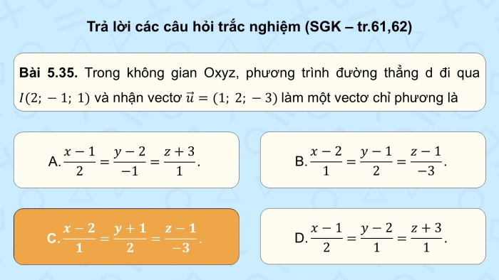 Giáo án điện tử Toán 12 kết nối Bài tập cuối chương V