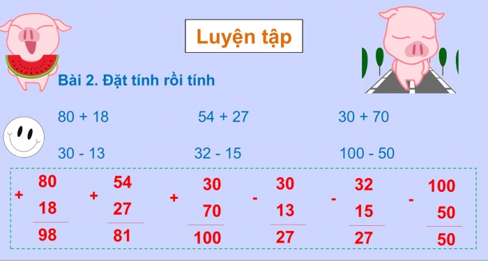 Giáo án PPT Toán 2 chân trời bài Ôn tập phép cộng và phép trừ (tập 1)