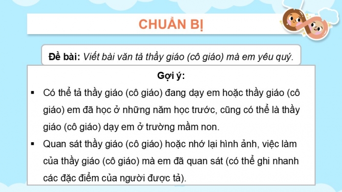 Giáo án điện tử Tiếng Việt 5 kết nối Bài 25: Luyện tập lập dàn ý cho bài văn tả người