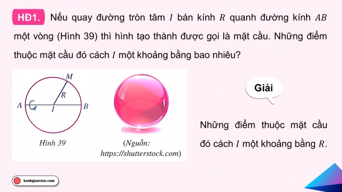 Giáo án điện tử Toán 12 cánh diều Bài 3: Phương trình mặt cầu