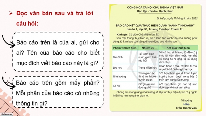 Giáo án điện tử Tiếng Việt 5 cánh diều Bài 16: Viết báo cáo công việc