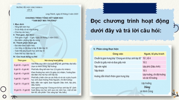 Giáo án điện tử Tiếng Việt 5 cánh diều Bài 17: Viết chương trình hoạt động (Cách viết)