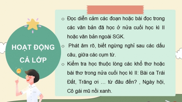 Giáo án điện tử Tiếng Việt 5 cánh diều Bài 19: Ôn tập cuối năm học (Tiết 6)