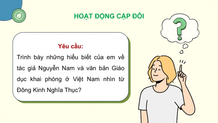 Giáo án điện tử Ngữ văn 12 kết nối Bài 8: Giáo dục khai phóng ở Việt Nam nhìn từ Đông Kinh Nghĩa Thục (Nguyễn Nam)