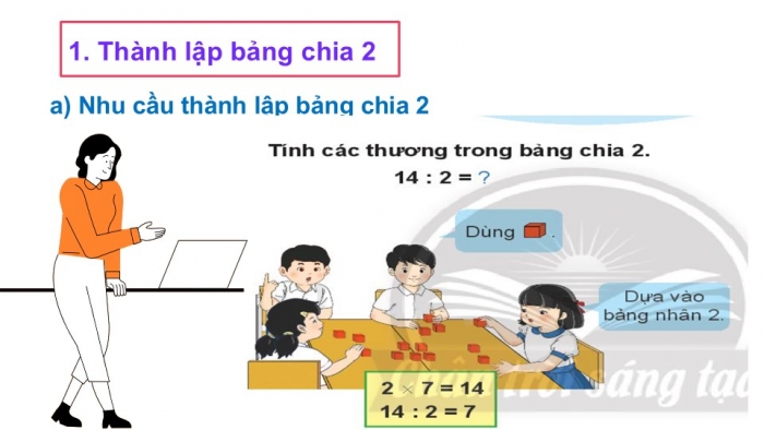 Giáo án PPT Toán 2 chân trời bài Bảng chia 2