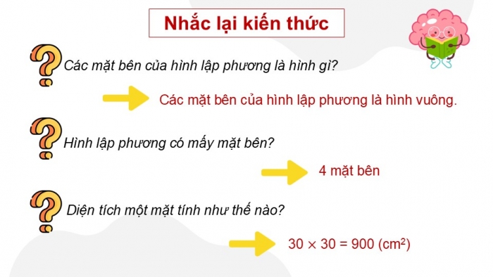 Giáo án điện tử Toán 5 kết nối Bài 51: Diện tích xung quanh và diện tích toàn phần của hình lập phương