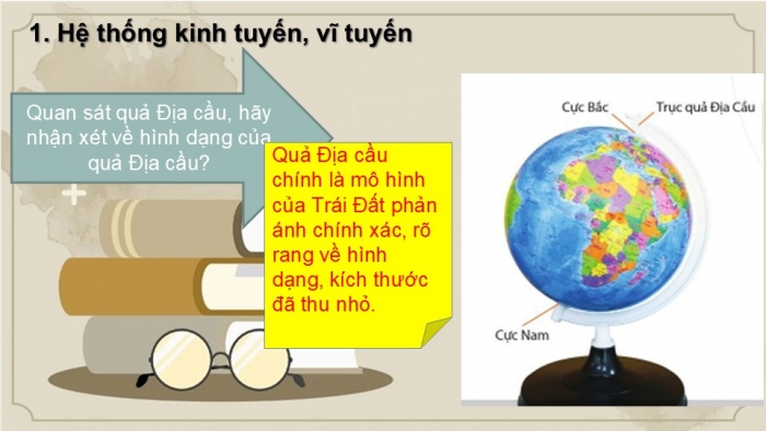 Giáo án PPT Địa lí 6 cánh diều Bài 1: Hệ thống kinh vĩ tuyến. Toạ độ địa lí của một địa điểm trên bản đồ