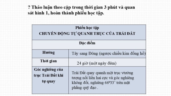 Giáo án PPT Địa lí 6 cánh diều Bài 6: Chuyển động tự quay quanh trục của Trái Đất và các hệ quả địa lí