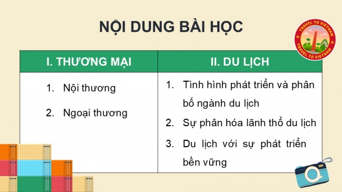 Giáo án điện tử Địa lí 12 chân trời Bài 22: Thương mại và du lịch