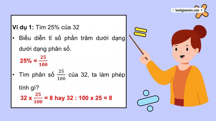 Giáo án điện tử Toán 5 chân trời Bài 58: Tìm giá trị phần trăm của một số