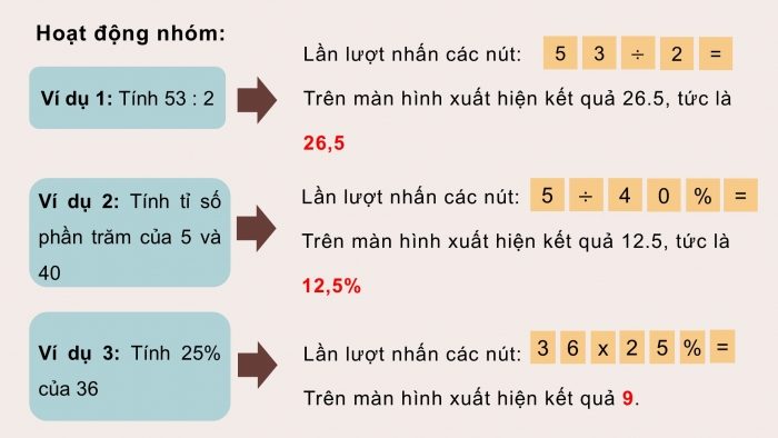 Giáo án điện tử Toán 5 chân trời Bài 60: Sử dụng máy tính cầm tay