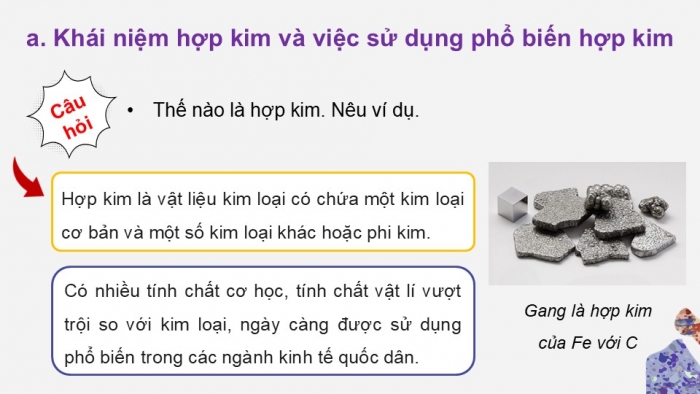 Giáo án điện tử Hoá học 12 chân trời Bài 16: Hợp kim – Sự ăn mòn kim loại