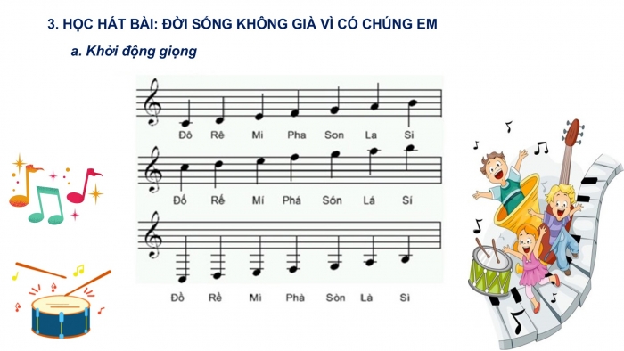 Giáo án PPT Âm nhạc 6 kết nối Tiết 5: Hát Đời sống không già vì có chúng em