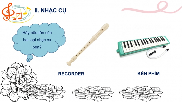 Giáo án PPT Âm nhạc 6 kết nối Tiết 7: Kí hiệu âm bằng hệ thống chữ cái Latin, Recorder hoặc kèn phím