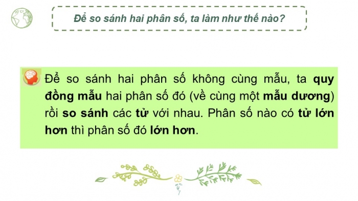 Giáo án PPT Toán 6 cánh diều Bài 2: So sánh các phân số. Hỗn số dương