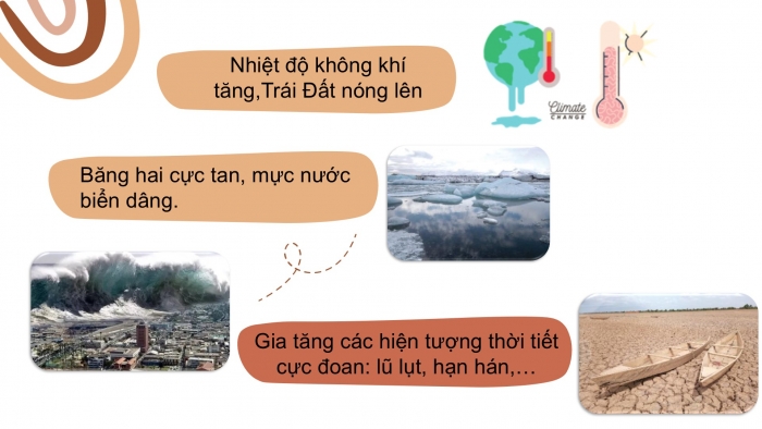 Giáo án PPT Địa lí 6 chân trời Bài 14: Biến đổi khí hậu và ứng phó với biến đổi khí hậu