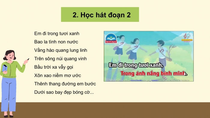 Giáo án PPT Âm nhạc 6 chân trời Tiết 23: Bài hát Em đi trong tươi xanh, Nhạc cụ thể hiện tiết tấu Bài thực hành số 5