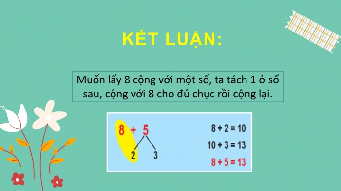 Giáo án PPT Toán 2 chân trời bài: 8 cộng với một số