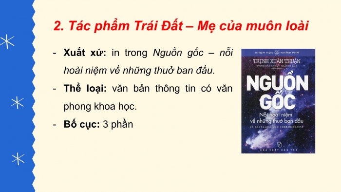 Giáo án PPT Ngữ văn 6 chân trời Bài 10: Trái Đất – Mẹ của muôn loài