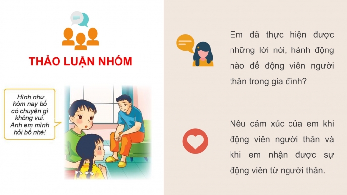 Giáo án PPT HĐTN 6 kết nối Tuần 17: Động viên, chăm sóc người thân trong gia đình