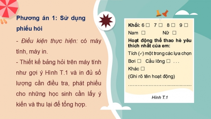 Giáo án PPT Toán 6 kết nối Thực hành trải nghiệm: Hoạt động thể thao nào được yêu thích nhất trong hè?