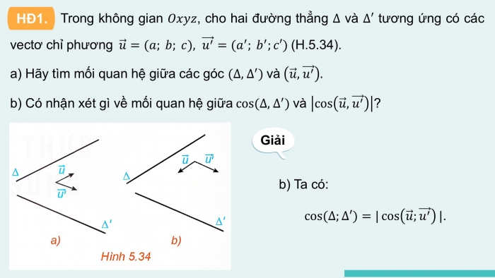 Giáo án điện tử Toán 12 kết nối Bài 16: Công thức tính góc trong không gian