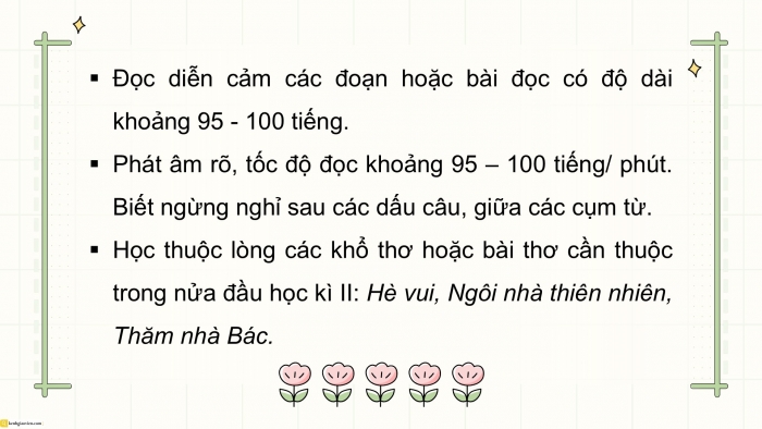 Giáo án điện tử Tiếng Việt 5 cánh diều Bài 15: Ôn tập giữa học kì II (Tiết 1 + 2)