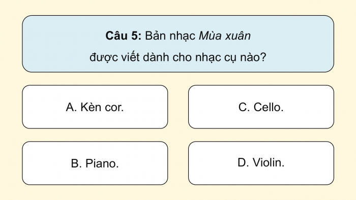 Giáo án điện tử Âm nhạc 5 cánh diều Tiết 22: Ôn tập nhạc cụ, Vận dụng