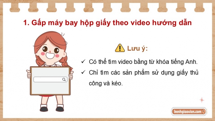 Giáo án điện tử Tin học 5 chân trời Bài 8B: Thực hành tạo sản phẩm thủ công theo video hướng dẫn