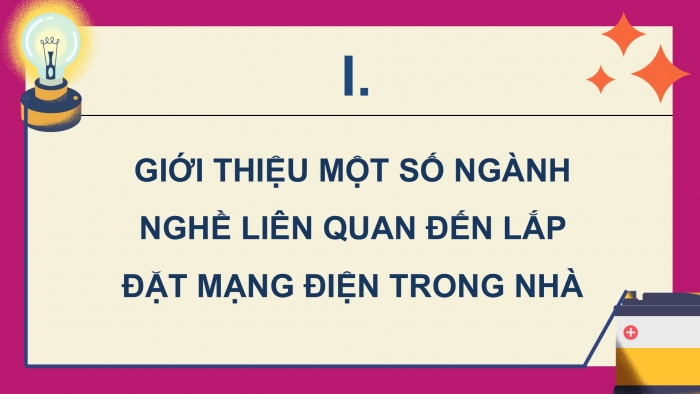 Giáo án điện tử Công nghệ 9 Lắp đặt mạng điện trong nhà Cánh diều Bài 7: Một số ngành nghề liên quan đến lắp đặt mạng điện trong nhà