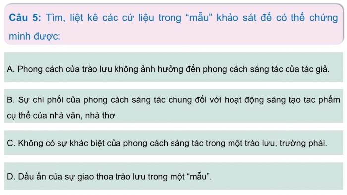 Giáo án điện tử chuyên đề Ngữ văn 12 kết nối CĐ 3 Phần 2: Viết bài giới thiệu về phong cách sáng tác của một trường phái văn học được thể hiện qua những tác phẩm cụ thể