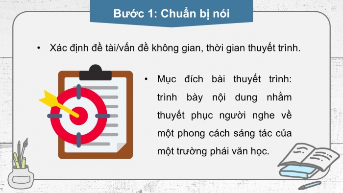 Giáo án điện tử chuyên đề Ngữ văn 12 chân trời CĐ 3 Phần 3: Yêu cầu và cách thức thuyết trình về phong cách sáng tác của một trường phái văn học (cổ điển, lãng mạn hoặc hiện thực)