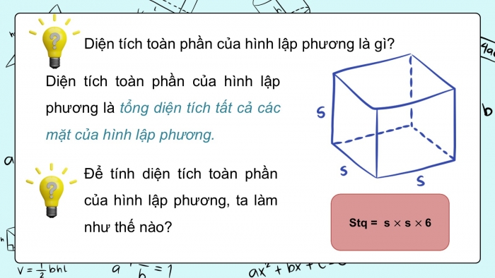 Giáo án PPT dạy thêm Toán 5 Kết nối bài 51: Diện tích xung quanh và diện tích toàn phần của hình lập phương