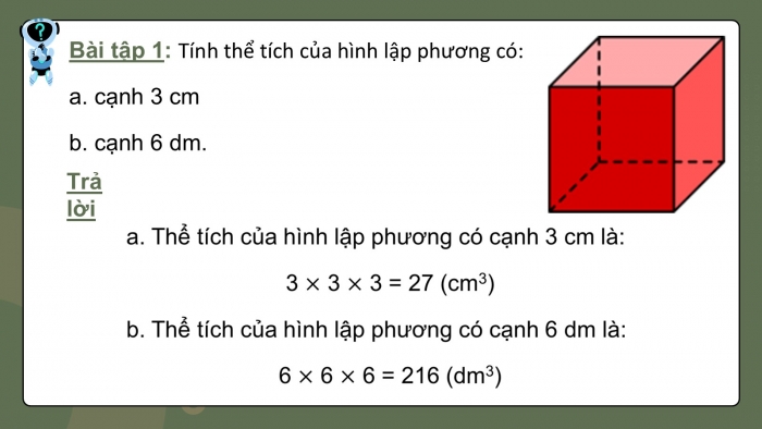 Giáo án PPT dạy thêm Toán 5 Kết nối bài 53: Thể tích của hình lập phương