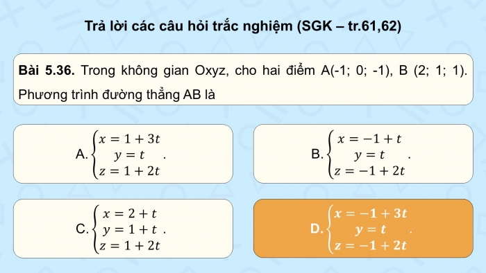 Giáo án điện tử Toán 12 kết nối Bài tập cuối chương V