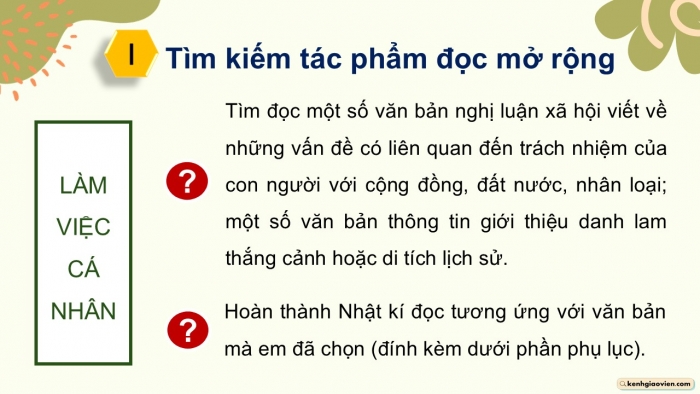 Giáo án điện tử Ngữ văn 9 kết nối Bài 9: Đọc mở rộng