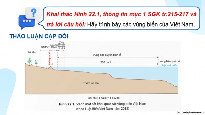 Giáo án điện tử Địa lí 9 kết nối Bài 22: Phát triển tổng hợp kinh tế và bảo vệ tài nguyên, môi trường biển đảo