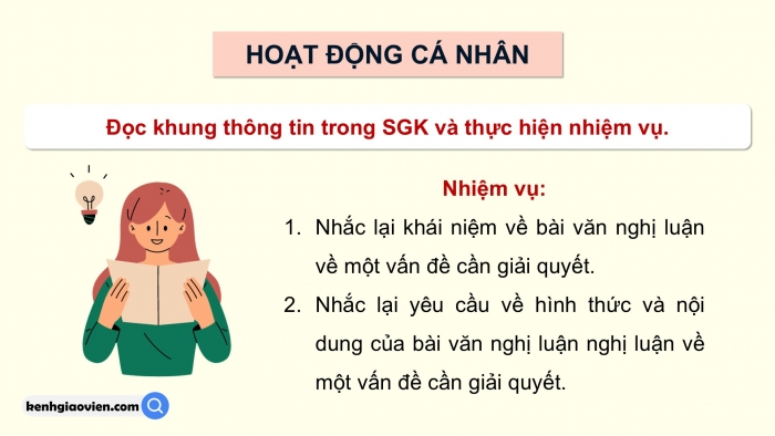 Giáo án điện tử Ngữ văn 9 chân trời Bài 9: Viết bài văn nghị luận về một vấn đề cần giải quyết