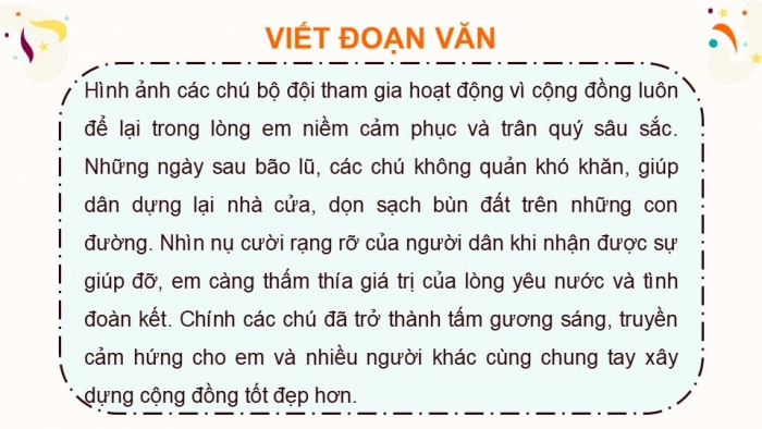 Giáo án điện tử Tiếng Việt 5 kết nối Bài 22: Luyện viết đoạn văn thể hiện tình cảm, cảm xúc về một sự việc