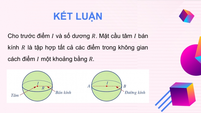 Giáo án điện tử Toán 12 cánh diều Bài 3: Phương trình mặt cầu