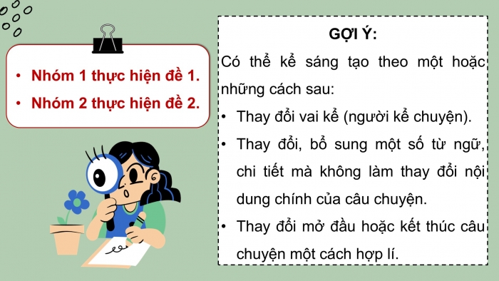 Giáo án điện tử Tiếng Việt 5 cánh diều Bài 16: Luyện tập kể chuyện sáng tạo (Thực hành viết)